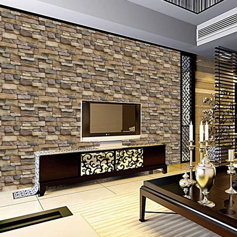 3D wall sticker Waterproof TV background wallpaper Foam brick pattern Rock Stone self-adhesive 45 * 100 cm | Дом и сад