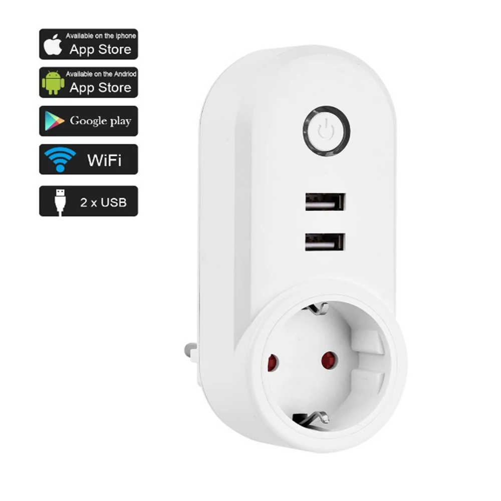 Смарт розетка с двумя USB портами и поддержкой Wi Fi|Умные розетки| |