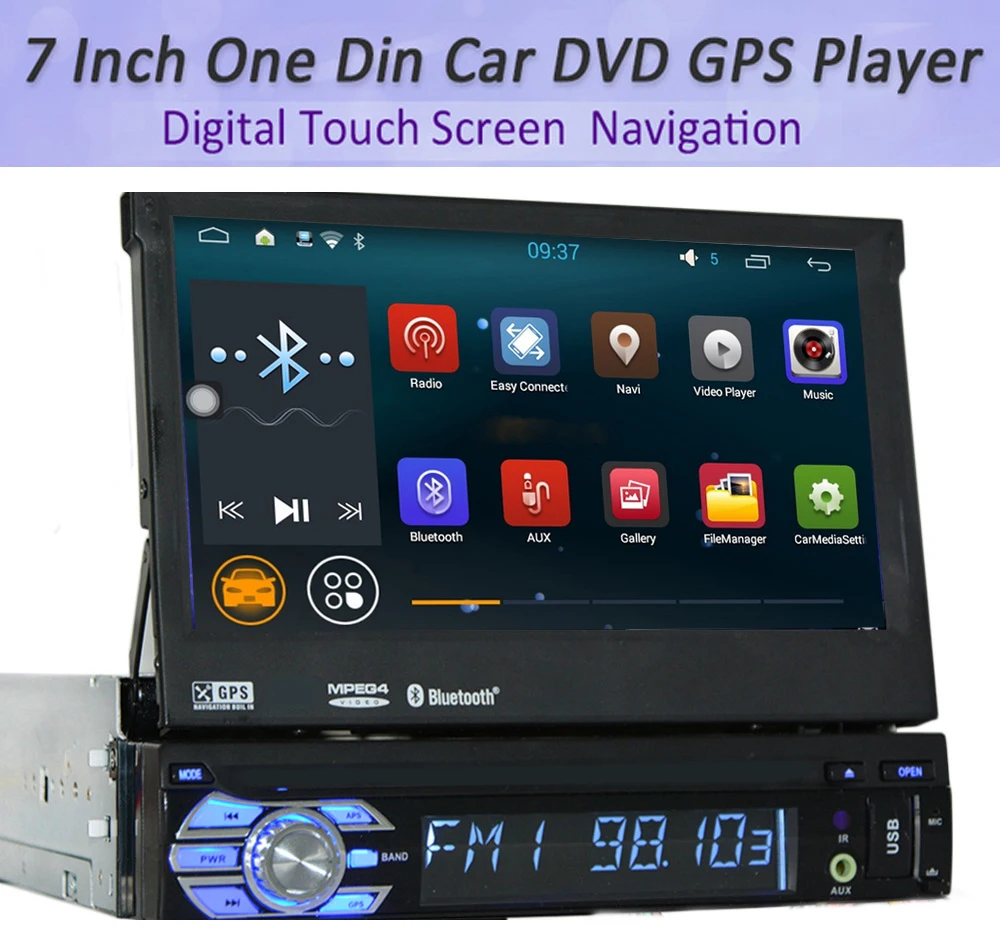 7 &quotУниверсальный 1 Din автомобильный аудио dvd плеер + радио gps навигация авторадио