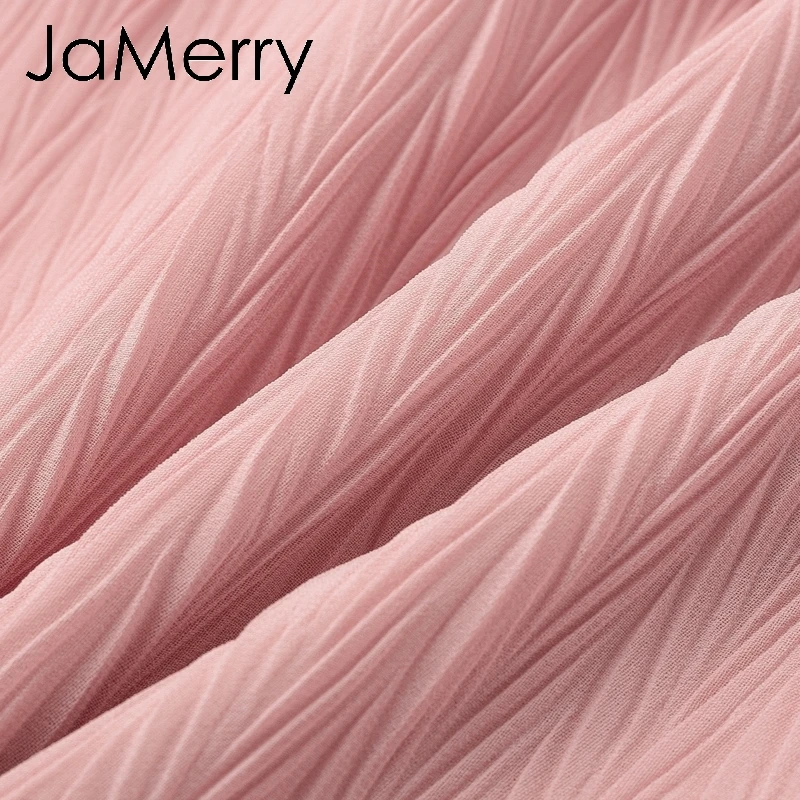 JaMerry винтажное элегантное шифоновое женское мини-платье с оборками, летнее однотонное праздничное платье с длинным рукавом, повседневное короткое платье vestidos