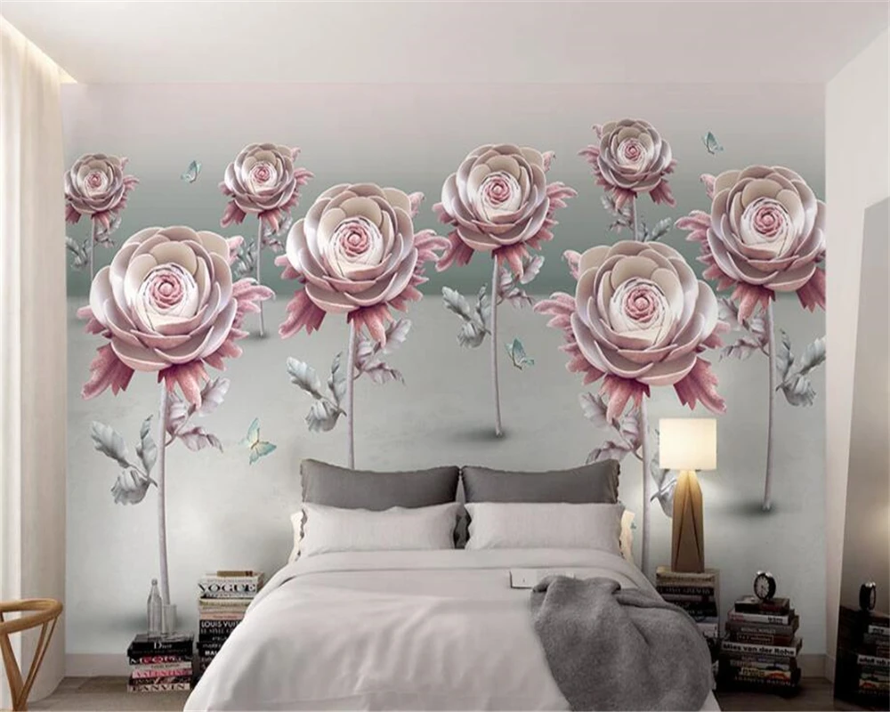 

3D обои на заказ для домашнего декора, 3d обои, 3D Цветы бабочки, простой ТВ фон, настенные фото обои