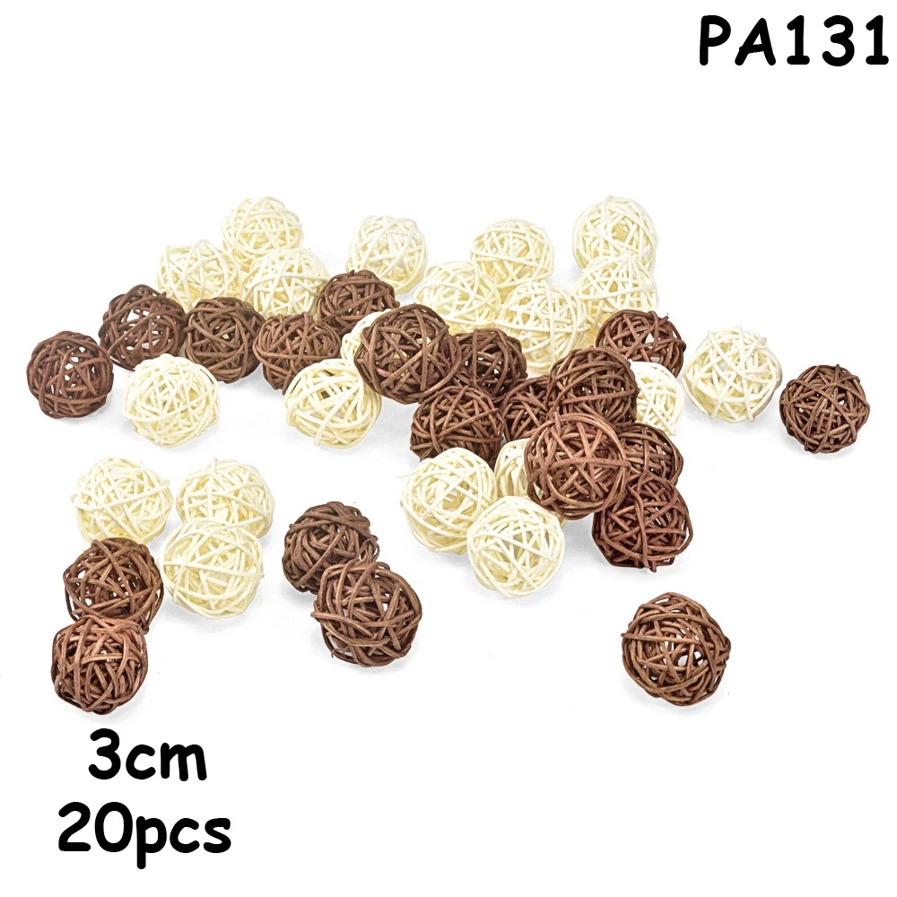 PA131 coffee white 20 шт 3 см Разноцветные свадебные декоративные Ротанговые шары, Рождественский Декор украшение для дома/диаметр для домашней вечеринки на день рождения украшения для детей - Цвет: PA131 coffee white