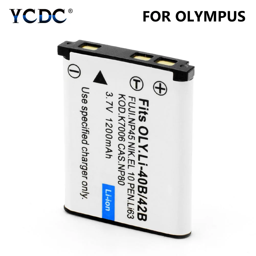 YCDC Перезаряжаемые Li 40B/42B 1200 мА/ч Батарея для цифровой камеры Olympus IR 300 SP 700 TG 310 VR 330 FE