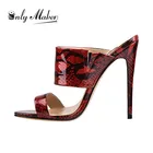 Onlymaker модные сандалии-гладиаторы с открытым носком; Босоножки без задника с шлёпанцы для женщин туфли на платформе с высоким каблуком, летняя Мулы слайд сандалии Snake повседневная обувь под платье