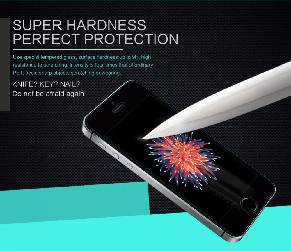 for iPhone 5 5s se Nillkin 9H Ultra-thin Tempered Glass Screen Protector 5S 5SE Anti-Scratch Film | Мобильные телефоны и