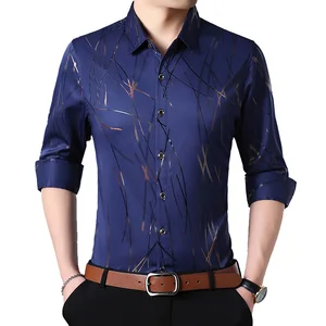 Мужская Осенняя рубашка на пуговицах, дизайнерская деловая рубашка с длинным рукавом и принтом, большие размеры 5XL, 7XL, 2018