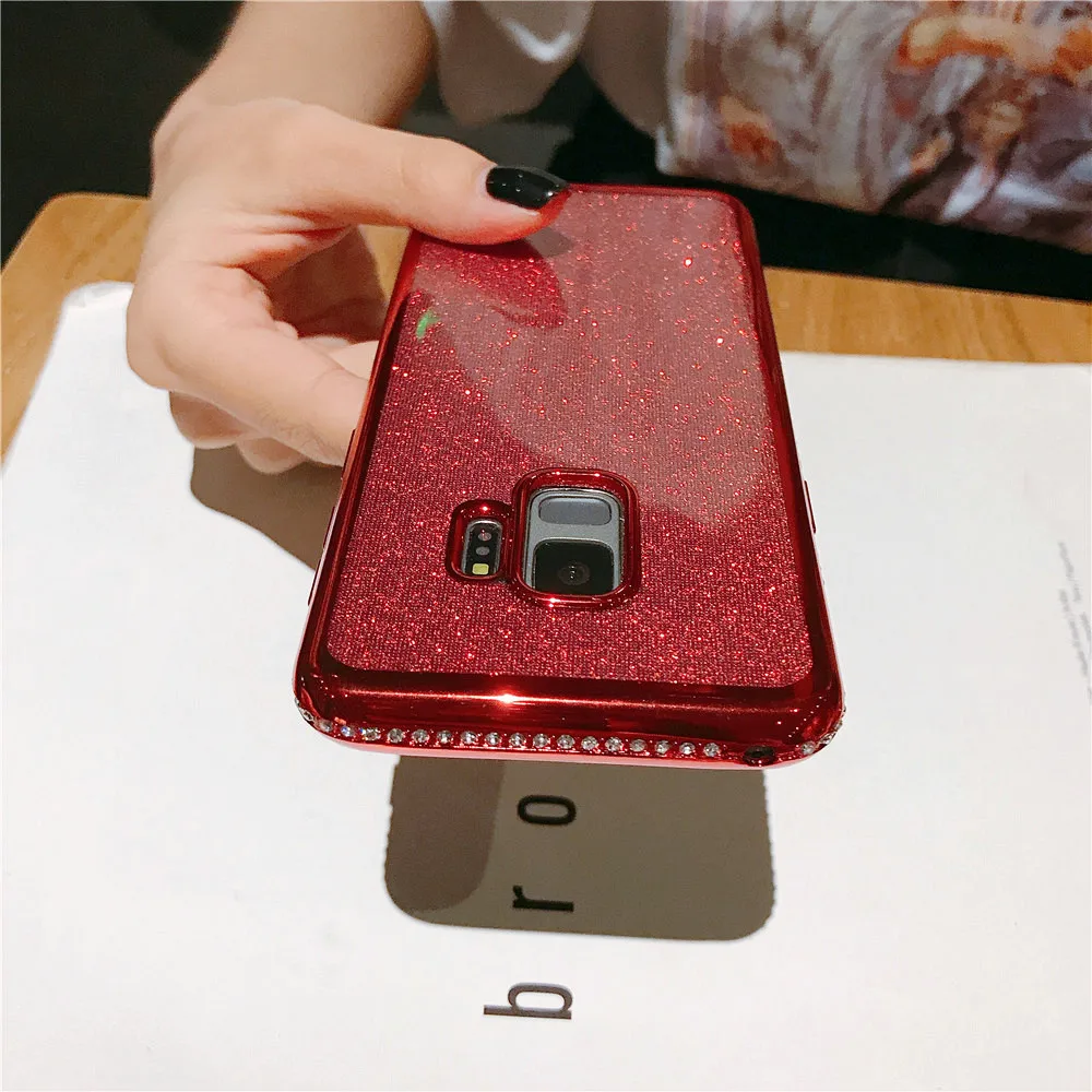 Rhinestone Glitter Cases For Samsung Galaxy S7 Edge S8 S9 S10 Plus S10E Note 8 9 J7 A8 A6 A7 2018 A520 Soft TPU Bling Cover |