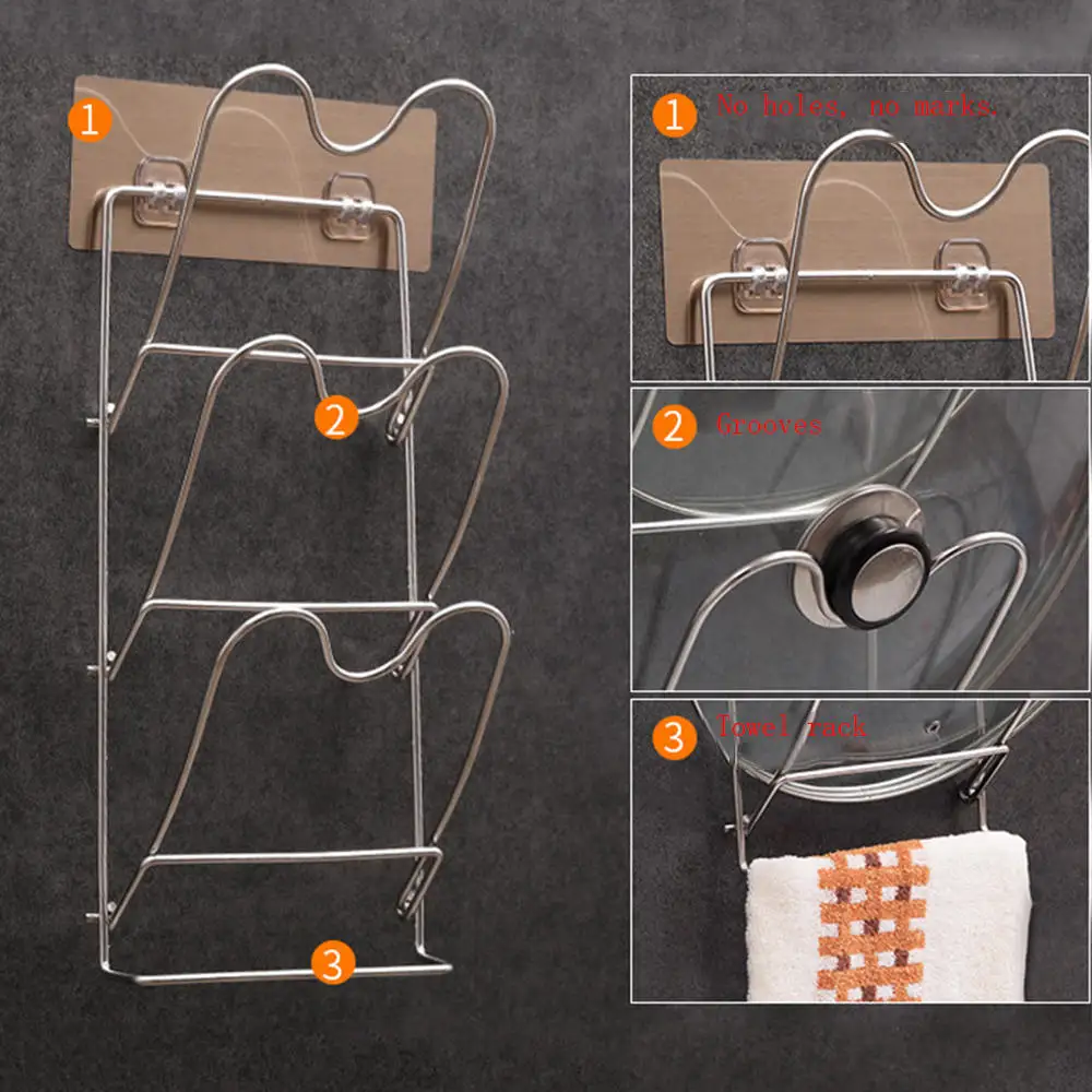 Нержавеющая сталь горшок крышка стойки настенный разделочная доска стенд полка