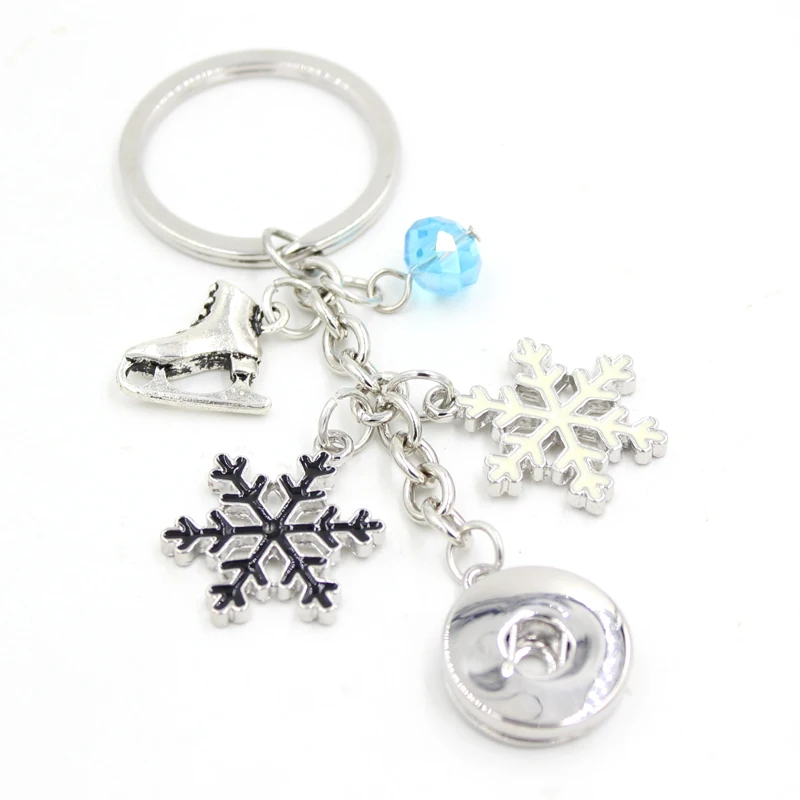 1 шт. новейшая сменная металлическая кнопка ювелирный брелок Снежинка ледяной