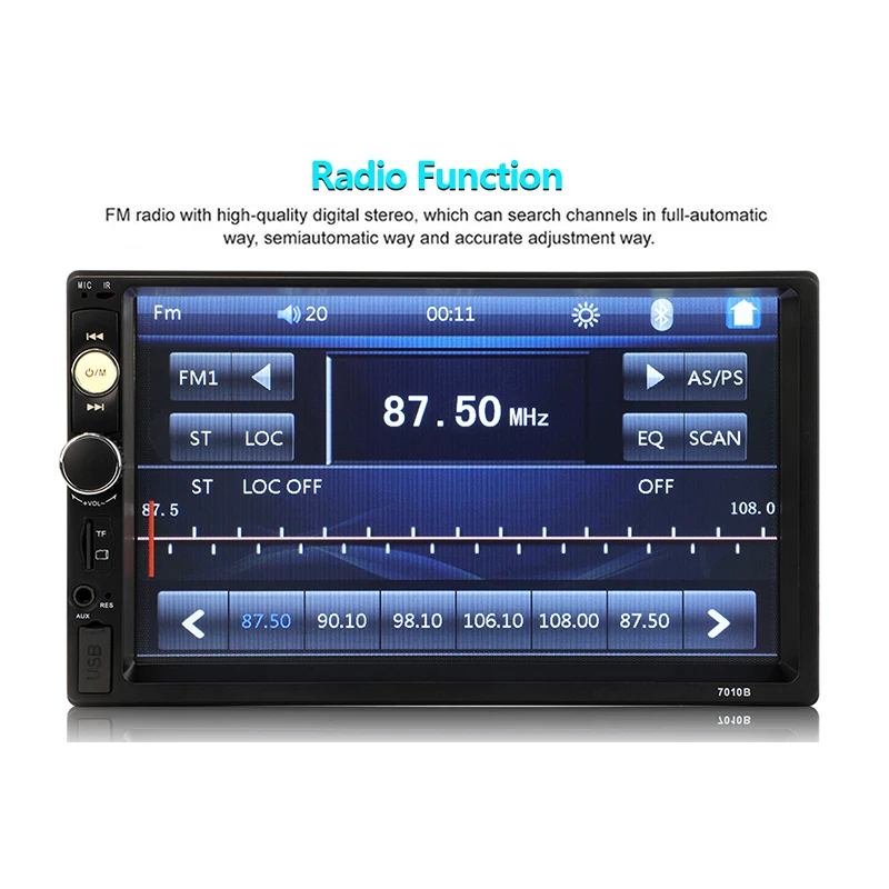 Автомобильный аудиоплеер Bluetooth стерео FM радио автомобильный MP5 7010B SD AUX USB 5 в