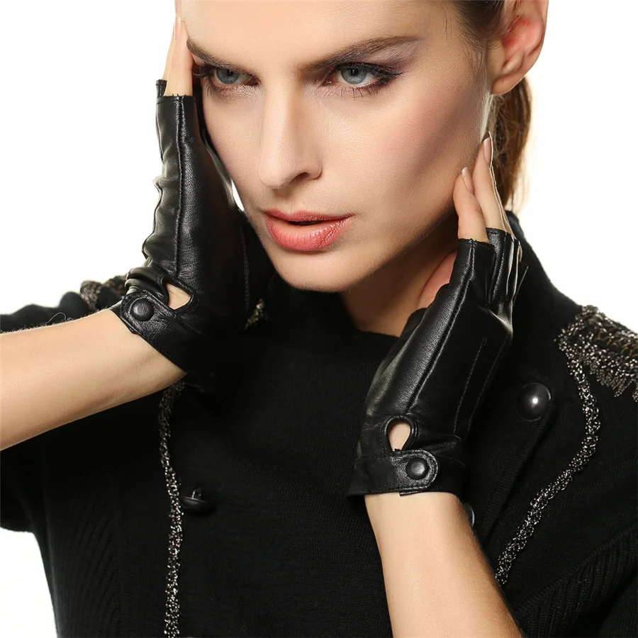 Перчатки унисекс без пальцев из натуральной кожи L135NN