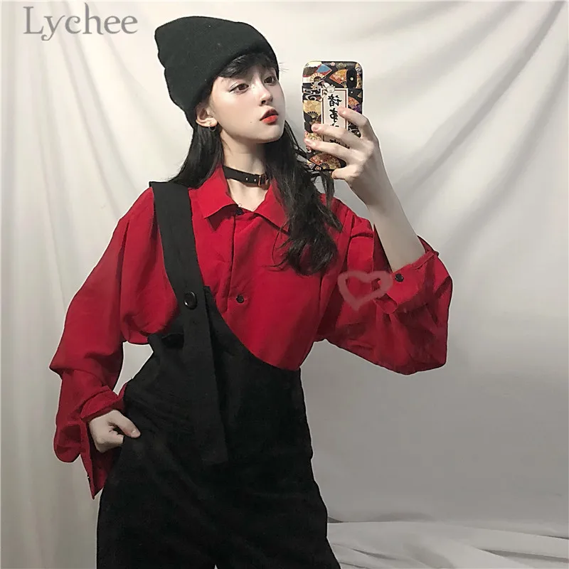 Женский комбинезон на одно плечо Lychee повседневный Свободный в стиле Харадзюку