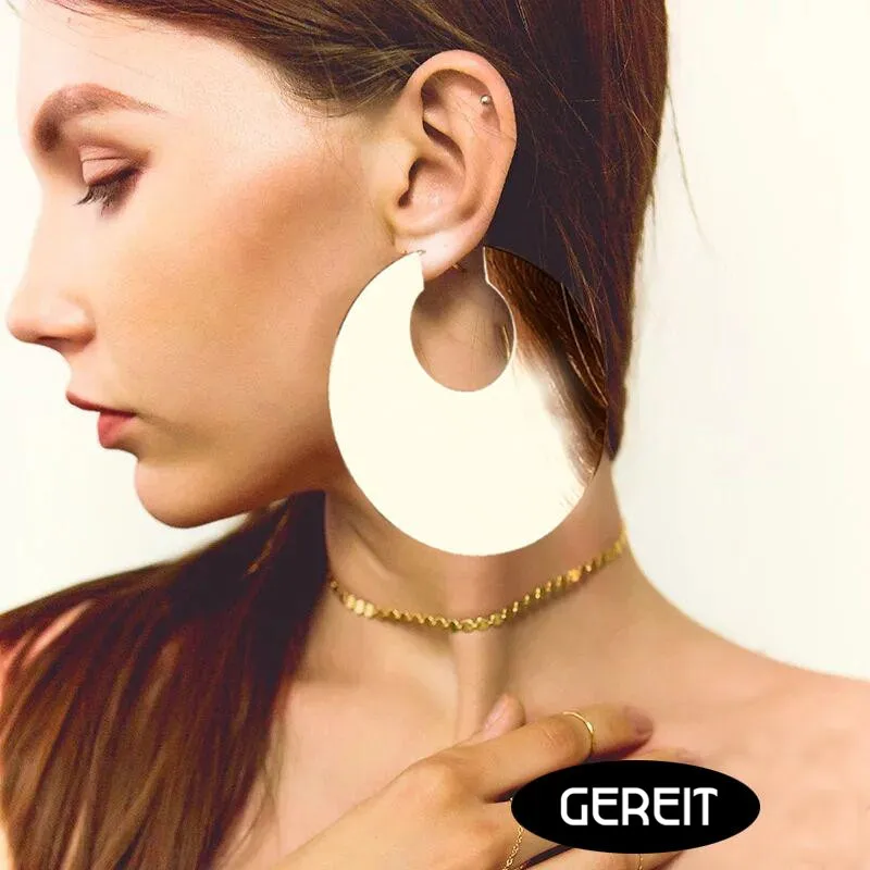 Женские серьги кольца GEREIT европейские Большие с золотым наполнителем для