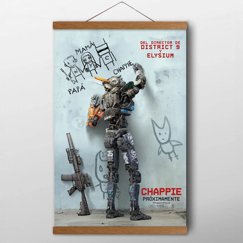 Картина из тикового дерева подвесные свитки Chappie(2015) классические кинопостеры и