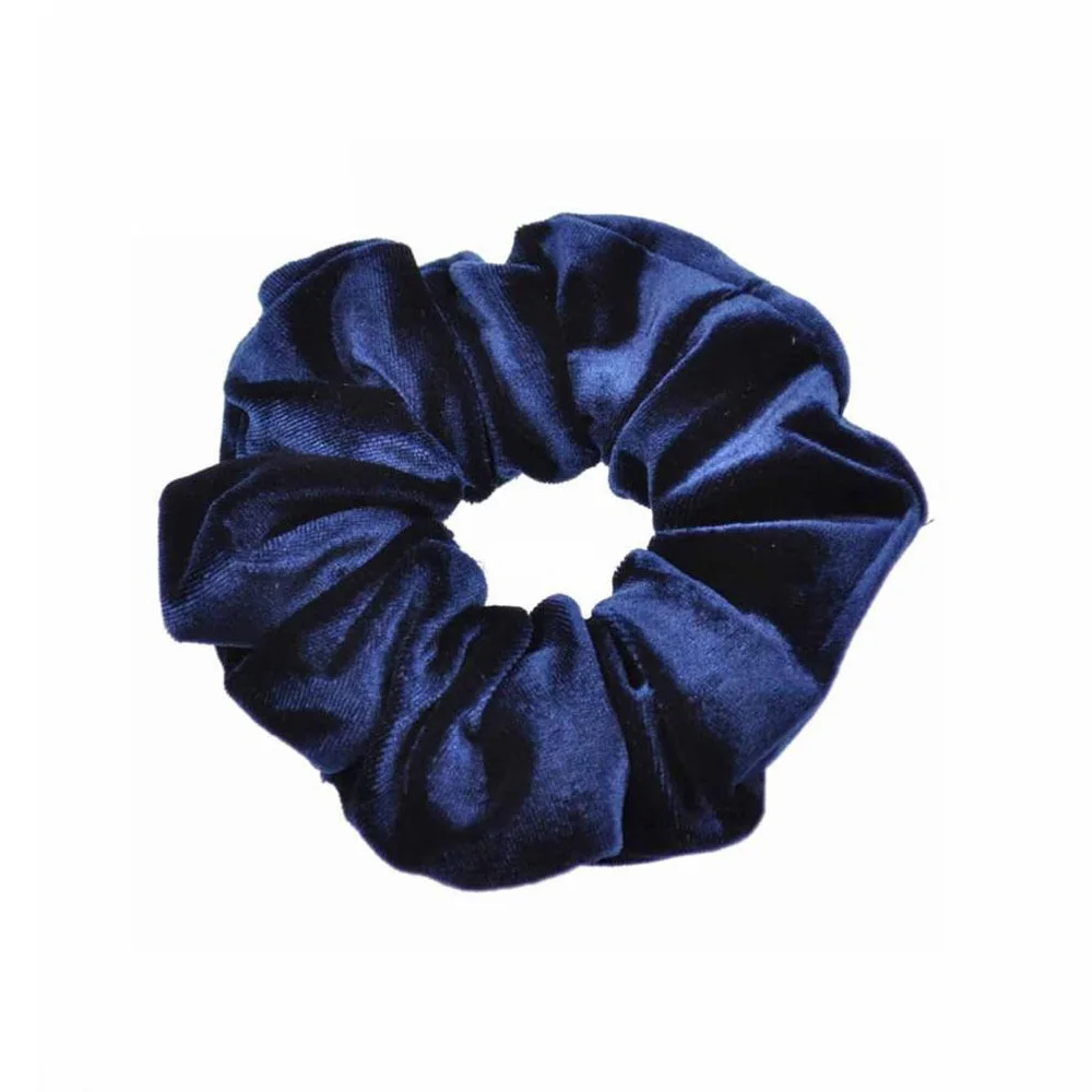 Navy Blue Scrunchie 1 шт., Женские Элегантные Бархатные Однотонные эластичные резинки для волос, держатель для конского хвоста, резинки для волос, резинка для волос, повязка на голову, женские аксессуары для волос - Цвет: Navy Blue Scrunchie