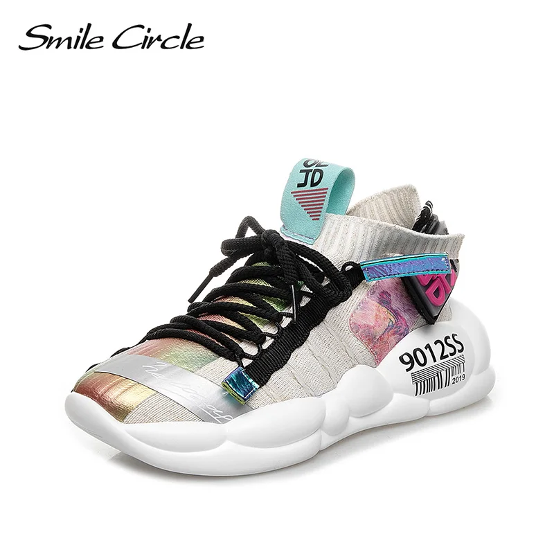 Женские кроссовки Smile Circle уличные на плоской платформе шнурках весну лето