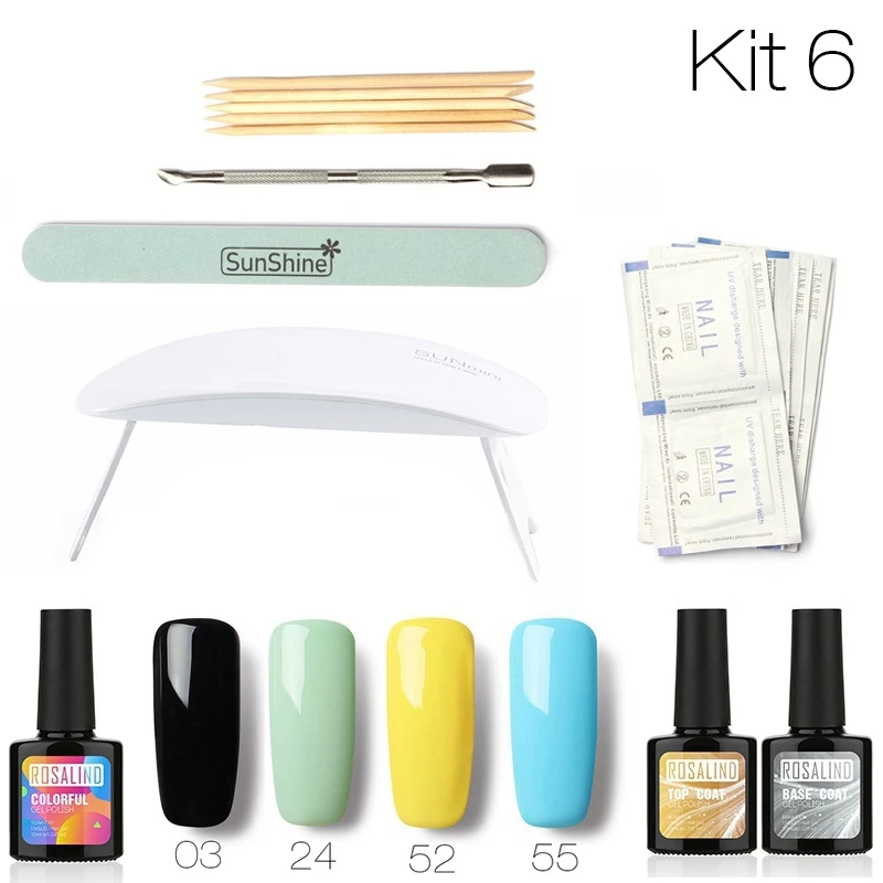 ROSALIND 4 шт. 10 мл УФ-гель + верхнее базовое пальто SUNmini гель для замачивания ногтей