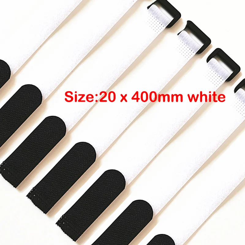 20 x 400mm white 50 шт. обратная Пряжка волшебная лента velcros клейкая лента липкая линия отделочный ремень для обвязки нейлоновая изолента застежка на липучке - Цвет: 20 x 400mm white