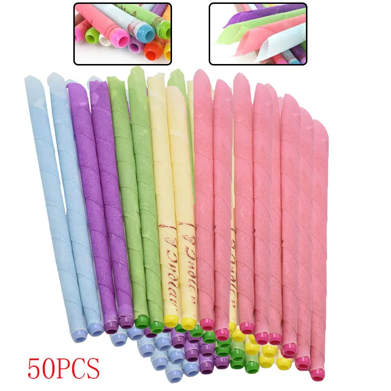 B 50 pcs horn 20-50-100 штук ароматерапии ушной свечи(Тихий бергамот-светильник желтый/рог с вилкой) обслуживание ушей - Цвет: B 50 pcs horn