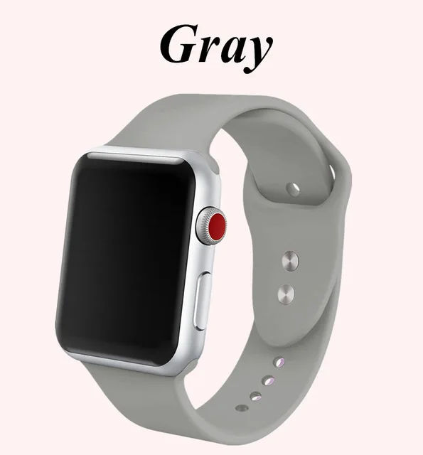 gray Спортивный силиконовый ремешок для iwatch серии 4321 Apple Watch Band мягкий силиконовый дышащий сменный ремешок 40 мм 42 мм 38 мм 44 мм - Цвет ремешка: gray