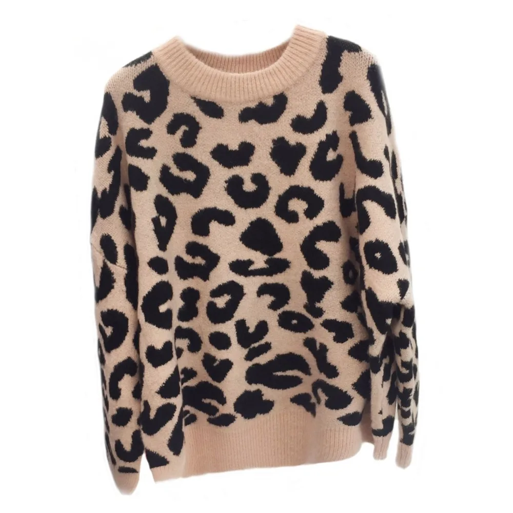 Women Leopard Print Sweater Pullover Top O-Neck Long Sleeve Fashion Elegant Spring Autumn Winter New Arrival | Женская одежда