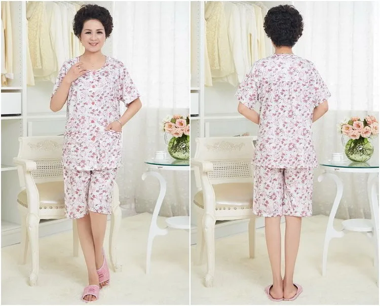 5XL, женские короткие пижамы с коротким рукавом, наборы, Хлопковая пижама, одежда для сна, свежая Цветочная женская летняя Пижама, 130 кг, XXXXXL, плюс размер