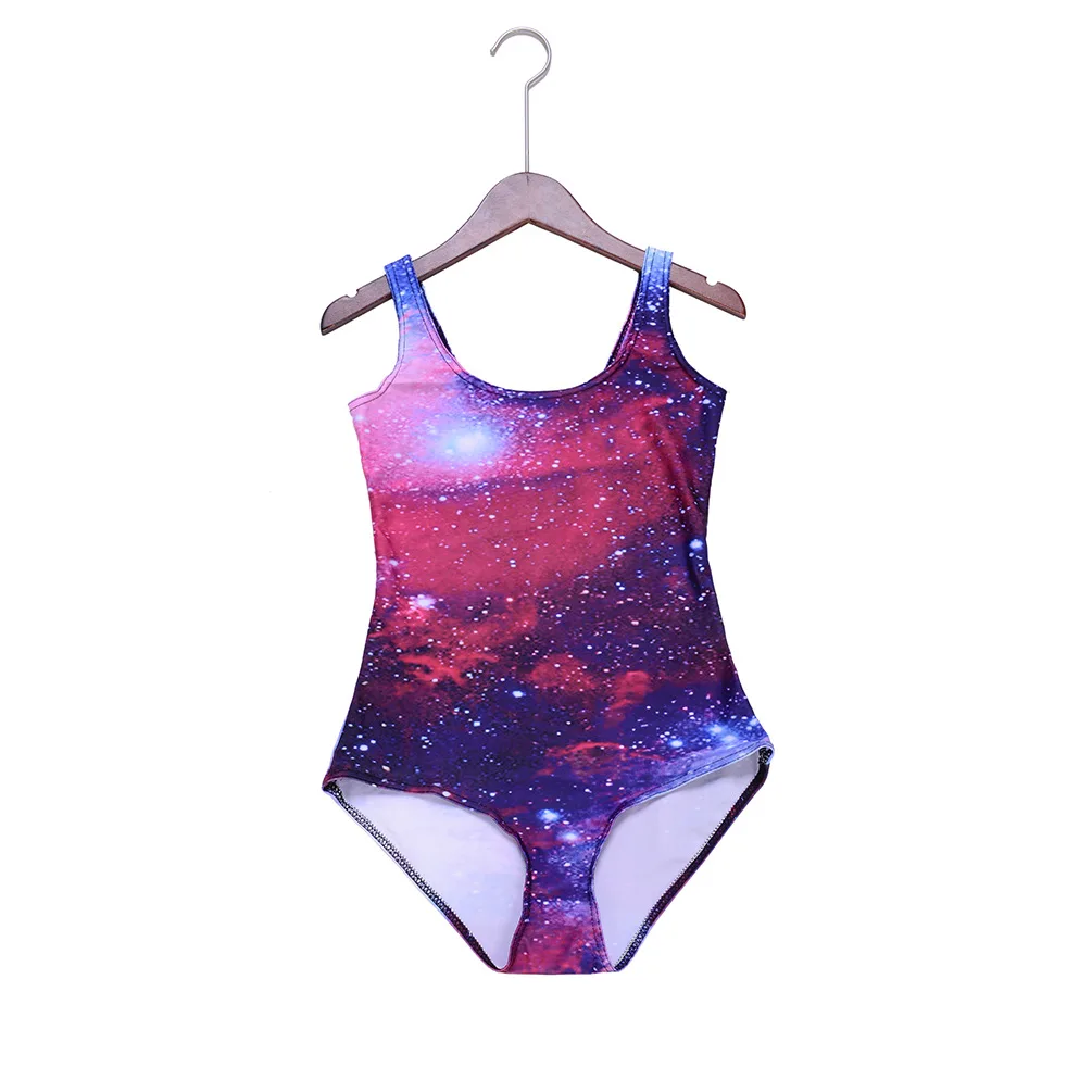 Красный космический Галактический принт цельный купальник Летний сексуальный