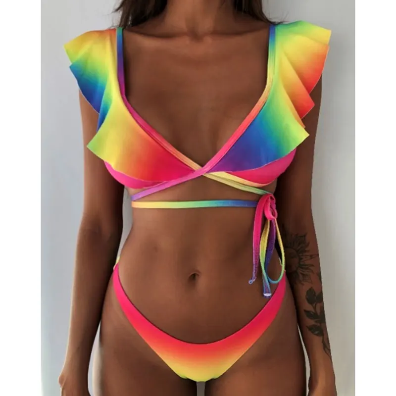 Купальник женский бикини дамские зеленые плавки комплект из двух предметов