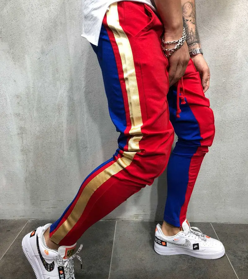 SLOUPPG мужские повседневные Бодибилдинг брюки Тонкий уличная 2019 jogger Fit полосатый