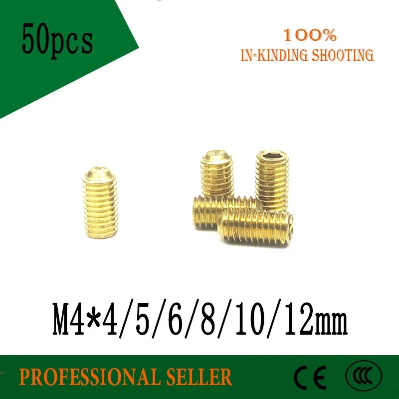 

Винты М4*4/5/6/8/10/12 мм, латунные установочные винты, вогнутые, с шестигранным углублением, Безвинтовые винты для верхней проволочной машины Chimi