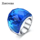 Новые модные большие кольца zorcins для женщин, свадебные украшения, большое кольцо из кристалла и камня, кольца из нержавеющей стали