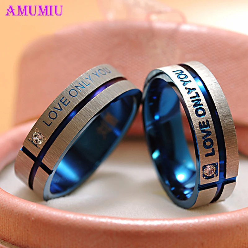 

AMUMIU Fashion Jewelry 316L Stainless Steel Simple Circle "Love Only You" Couple Rings,Wedding Ring,Engagement Rings R006A