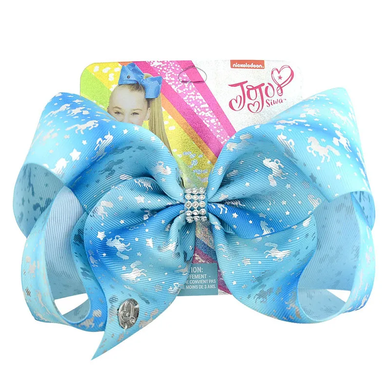 B15 Дети Cheer лук 8 дюймов Большой grosgra Jojo Siwa волос лук узор красивый подарок со стразами Аллигатор зажимы для маленьких девочек - Цвет: B15