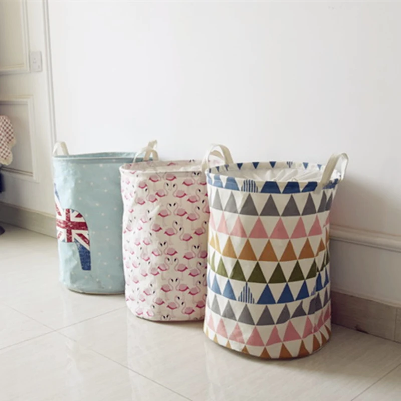 DOGGYZSTYLE Cotton Linen Foldable Bathroom Dirty Clothes Large Laundry Storage Buckets Bags Kids Toy Basket 4 colors | Дом и сад