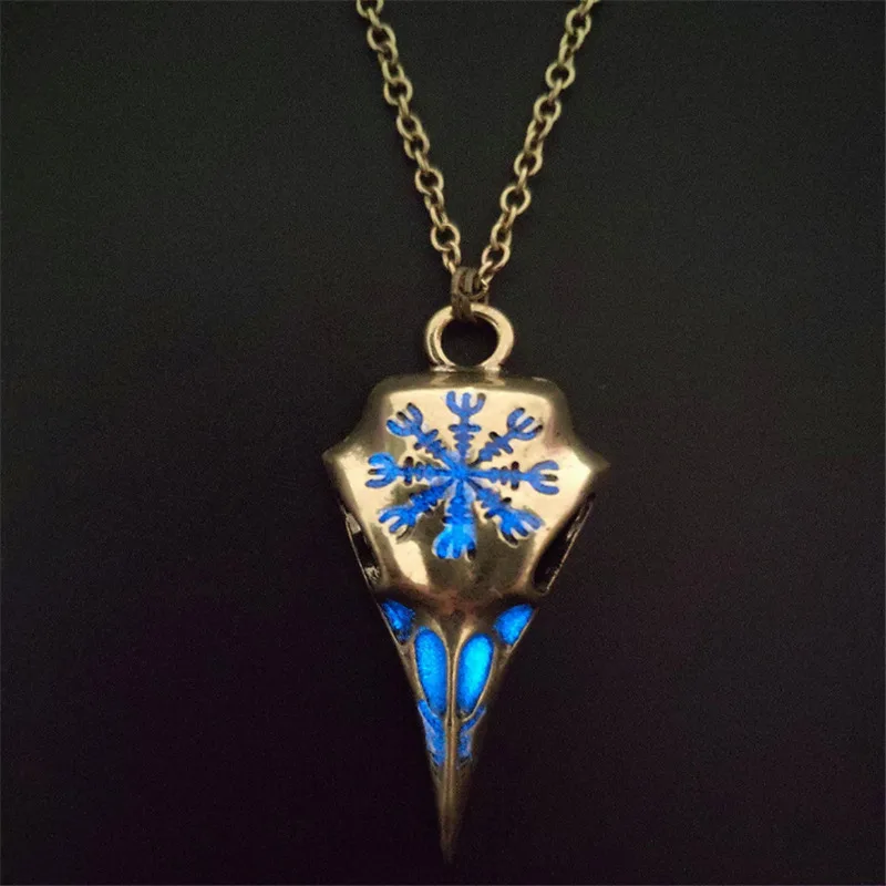 Bronze blue Горячая Распродажа Ретро Серебряный Осьминог светящийся медальон кулон ожерелье светящееся в темноте ожерелье винтажное украшение для женщин чокер - Окраска металла: Bronze blue