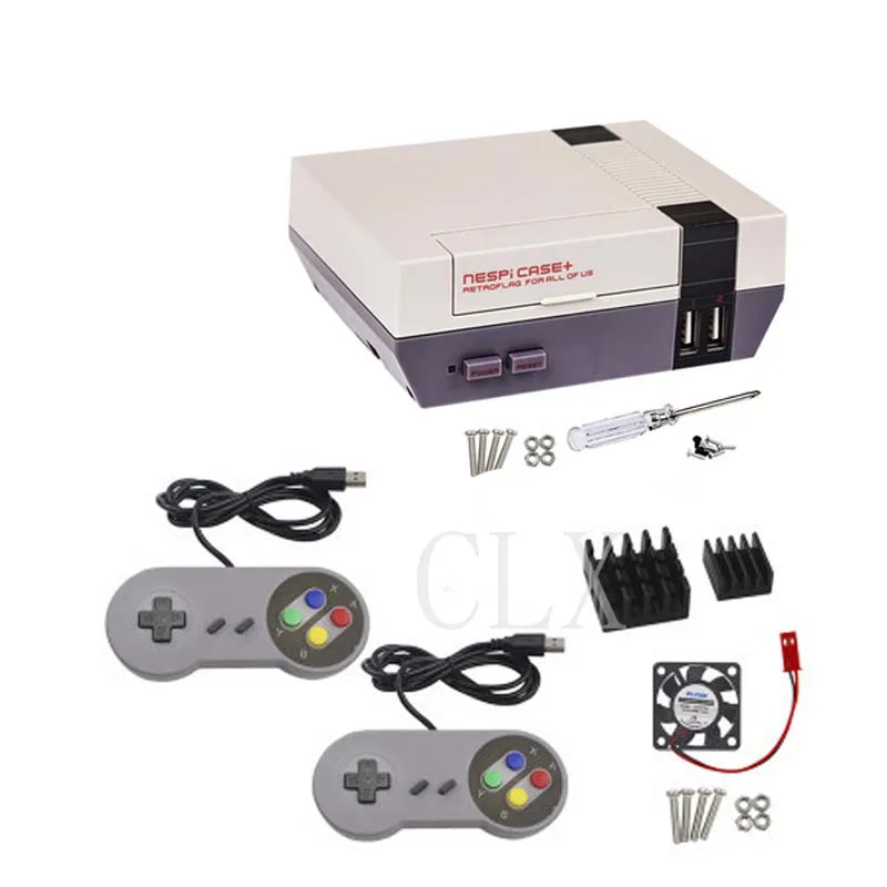 Raspberry Pi NESPi чехол+(плюс) NES Retroflag коробка+ вентилятор+ 16 GB/32G SD карта+ геймпад+ теплоотвод для Raspberry pi 3 - Цвет: Kit C