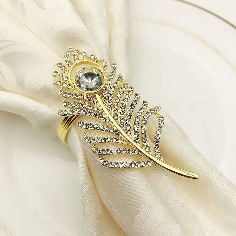 6 шт металлический сплав перо Салфетка кольцо золото/серебро | Дом и сад