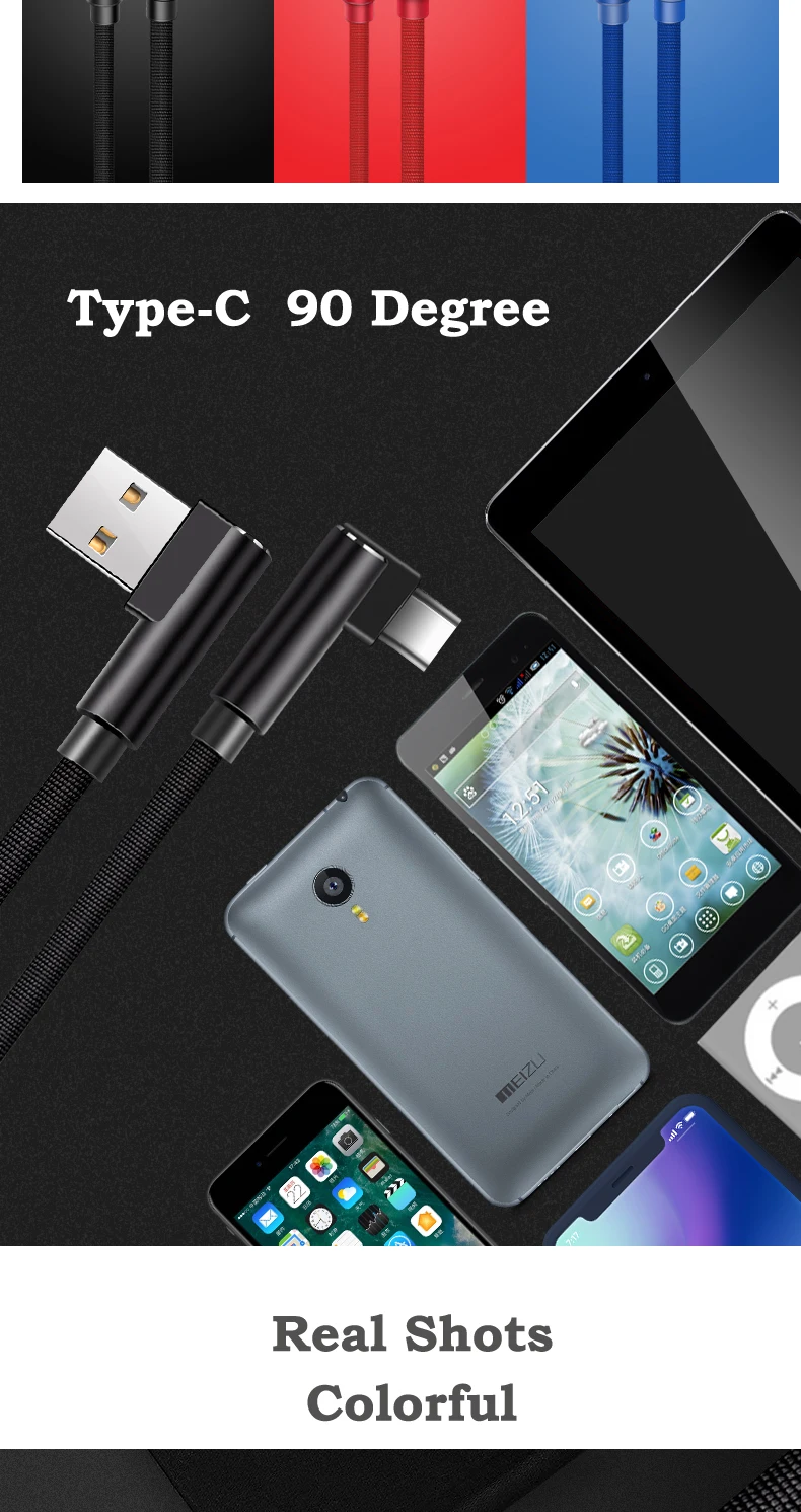 Usb type-C 90 градусов быстрая зарядка USBC для samsung S8 S9 huawei P20 Xiaomi Redmi Note 7 Быстрая зарядка type C кабель для мобильного телефона