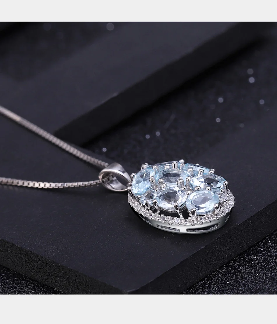 GEM'S BALLET 3.90Ct натуральный Небесно-Голубой топаз драгоценный камень кулон ожерелье для женщин хорошее ювелирное изделие 925 пробы серебро Овальный колье