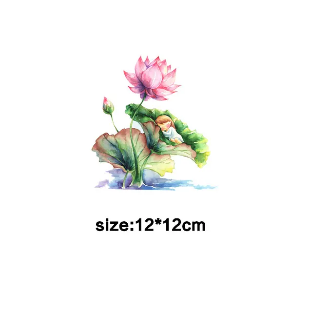 Flower-8 Нашивки в виде цветка лотоса для одежды с утюгом, переводные наклейки, термоколлагенты, футболка, платье, сделай сам, термоклеи, ropa - Цвет: Flower-8
