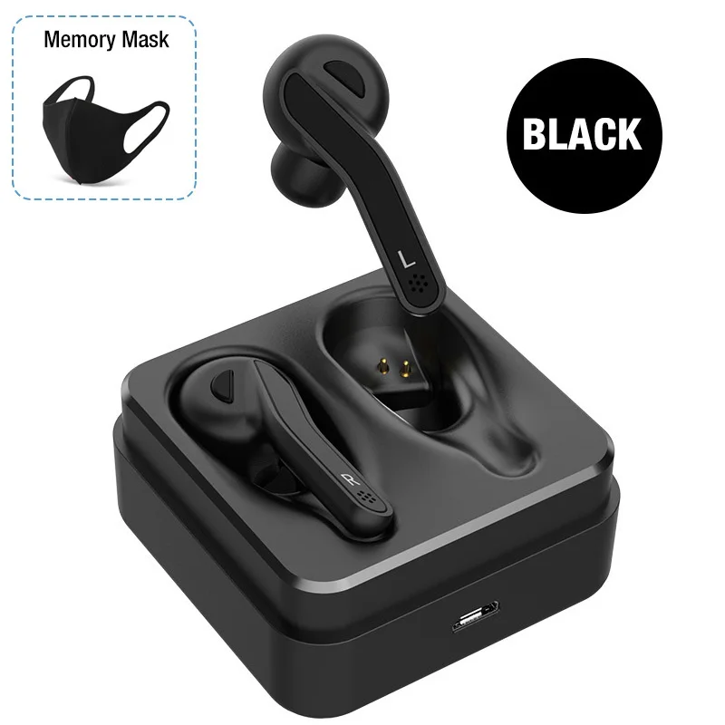 LYMOC T88 беспроводные наушники 5,0 TWS в ухо Bluetooth гарнитура Hi-Fi стерео наушники с шумоподавлением микрофон для iPhone samsung huawei - Цвет: Black Memory Mask