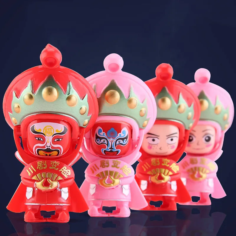 1Pcs Multicolors Peking Opera Doll Change Four Faces Plastic Doll Toys Sichuan Opera Face Changing Doll Toys Antique Gift