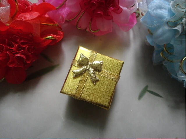 Es 24pcs Gold Color With Bling Bowknot 4*4*3cm  Ring/earring Packaging Boxes ,free Shipping