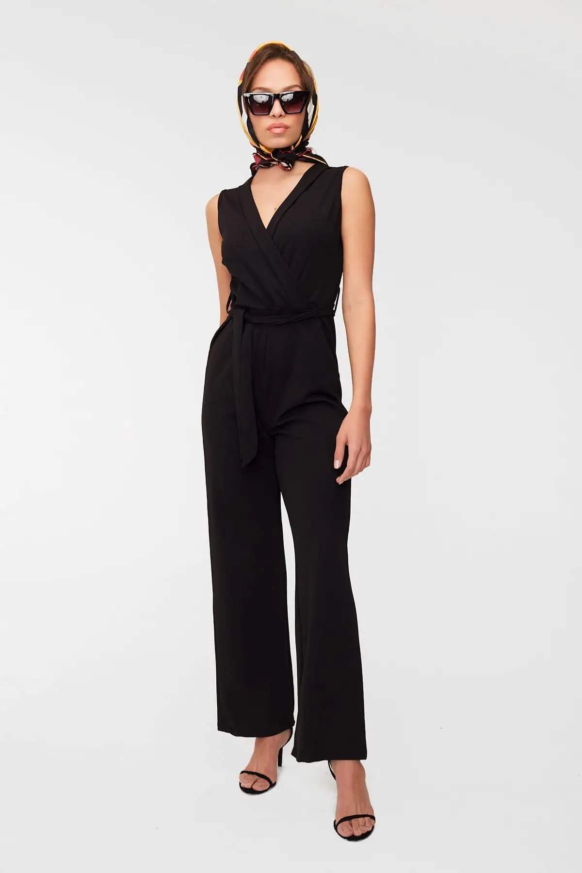 Gethit женский черный двойной воротник до груди с поясом Комбинезон 19Y021064| |