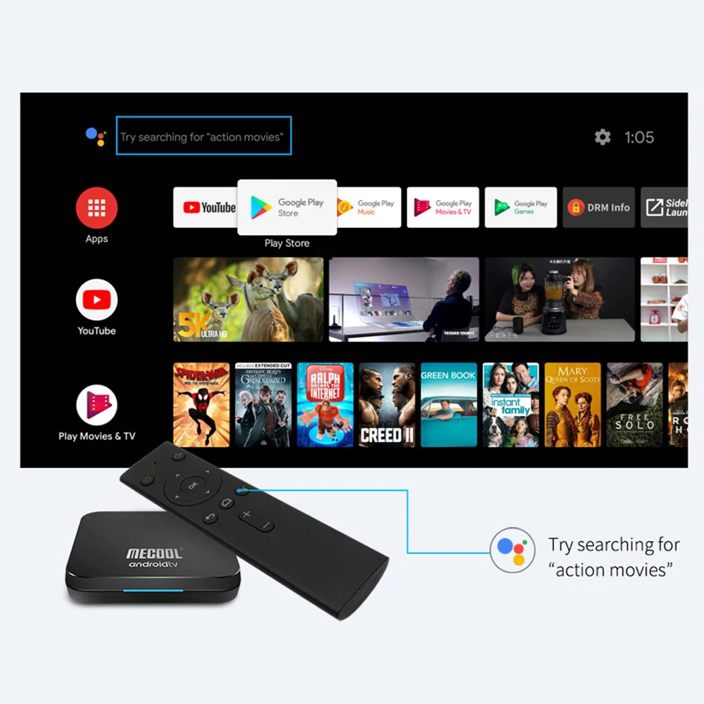 MECOOL KM9 A tv Android 9,0 Smart tv BOX Amlogic S905X2 Четырехъядерный 4 ГБ 32 ГБ Youtube 4K H.265 2,4 г/5 ГГц двойной Wifi BT4.1 Android tv