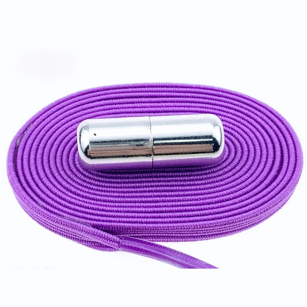 Фиолетовый 1Pair 100cm No Tie Lazy Shoelaces shiny Elastic Shoes Lace Casual Sneakers Stretchy Shoelace Glitter Elasticity Shoe Laces - Цвет: Фиолетовый