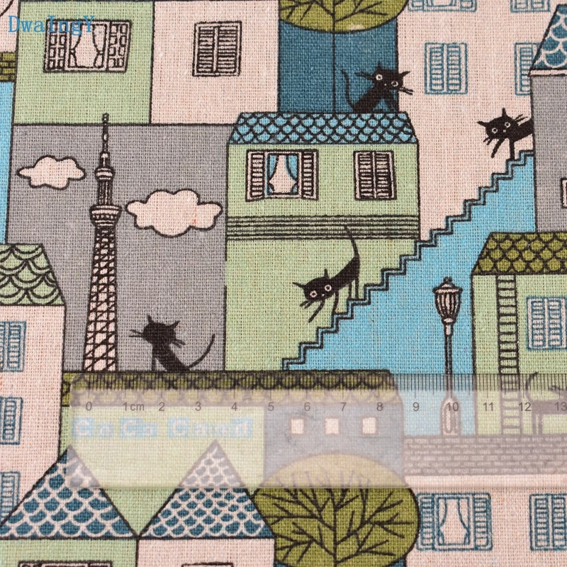 DwaIngY Cat& house, хлопковая льняная ткань для шитья, стеганая, для дивана, занавеса, сумка, подушка, покрытие для мебели, материал полуметра