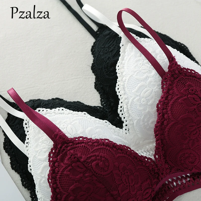 Французский стиль Глубокий V треугольники Bralette провода Бесплатная кружево