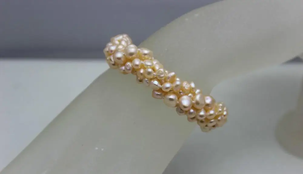 5strand twist natural pink freshwater pearl Beaded bracelet &quotHandmade&quotAlloy 9&quot &gt&gtfree shipping -Bride jewelry free |