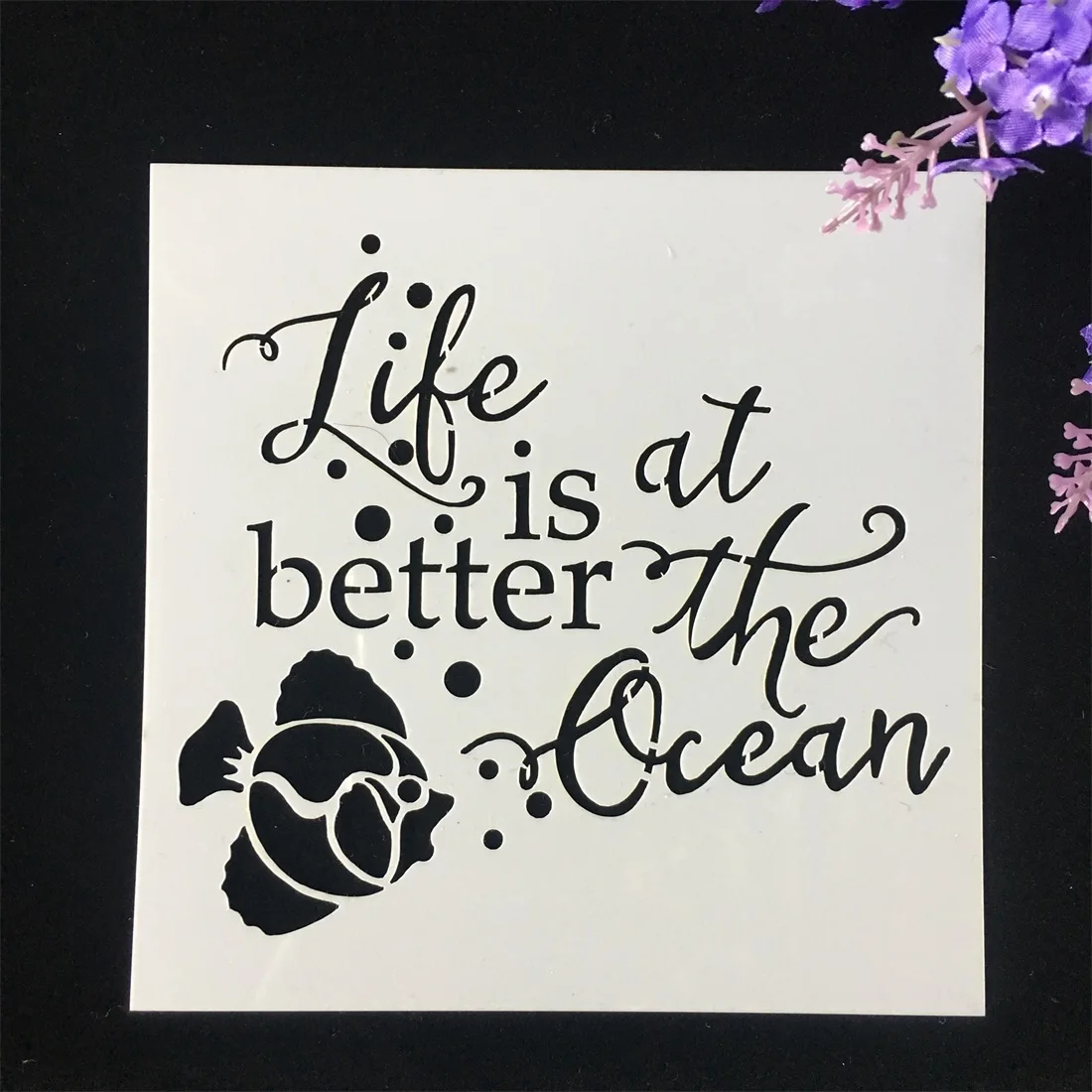 

New 15cm 5.9" Life words Fish DIY Layering Stencils Wall Painting Scrapbook Coloring Embossing Album Decorative Card Template